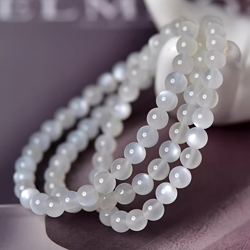 Natural White Moonstone Beaded Bracelet